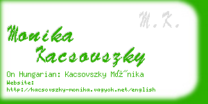 monika kacsovszky business card